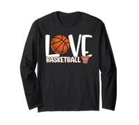 Love Basketball Cute Ball and Hoop Fun Sports Fans Players Manga Larga