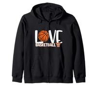 Love Basketball Cute Ball and Hoop Fun Sports Fans Players Sudadera con Capucha