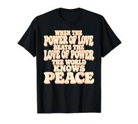 Love Beats Power World Peace Retro Groovy Dicho Camiseta gráfica económica, Hombre, Negro, S