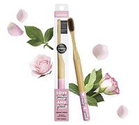 Love Beauty & Planet Brosse à Dents Manuelle Souple Vegan Manche en Bambou Naturel, Poils Infusés au Charbon Certifié Vegan x1