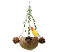 Love Birds Haven - nido de fibra de coco orgánico, nidos de pájaro natural | Refugio decorativo Four Seasons para loros, periquitos y pájaros pequeños, nido natural para masticar con ventilación