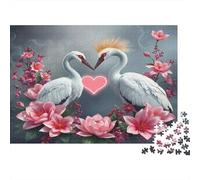 Love Birds Romance 1000 Piezas Rompecabezas Difícil para Adultos Cisnes Amorosos Forman Corazón con Picos Premium Resistente Vibrante Alivio Estrés Juego 70x50cm/1000pcs
