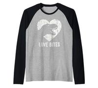 Love Bites T-Rex Dinosaurio Divertido Retro Grunge Paleontología Camiseta Manga Raglan