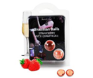 Love Bolas Aceite Masaje Corporal Fresas con Cava Brazilian Secret Play 2 Uds