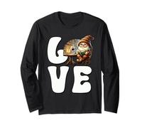 Love Books Teacher Gnome Graphic For Women And Wine Lover Manga Larga
