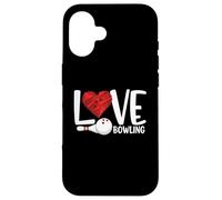 Love Bowling Funny Bowling Ball and Pin Sports Fans Players Carcasa para iPhone 16