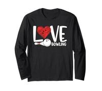 Love Bowling Funny Bowling Ball and Pin Sports Fans Players Manga Larga