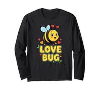 Love Bug Cute Kawaii Valentines Bee con Corazones Manga Larga