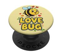 Love Bug Cute Kawaii Valentines Bee con Corazones PopSockets PopGrip Adhesivo