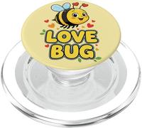 Love Bug Cute Kawaii Valentines Bee con Corazones PopSockets PopGrip para MagSafe
