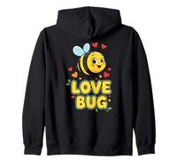 Love Bug Cute Kawaii Valentines Bee con Corazones Sudadera con Capucha