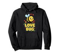 Love Bug Cute Kawaii Valentines Bee con Corazones Sudadera con Capucha