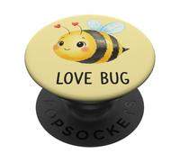 Love Bug Cute Valentines Bee PopSockets PopGrip Adhesivo