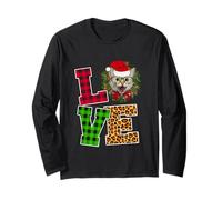 Love Cat Kitty Santa Hat Leopard Funny Christmas Xmas Manga Larga