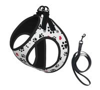 Love Cat Paw Heart Puppy - Juego de correa para gato y perro, chaleco reflectante ajustable a prueba de fugas con malla suave transpirable, para mascotas pequeñas y cachorros