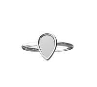 Love Catcher Anillo de plata de ley con forma de lágrima en blanco, 7, Plata de ley, Sin piedra preciosa