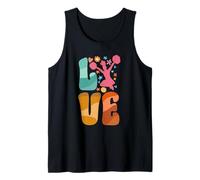 Love Cheer Groovy Animadora Porrista Mujeres Niñas Adolescentes Camiseta sin Mangas