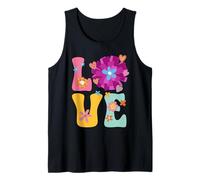 Love Cheer Groovy Animadora Porrista Mujeres Niñas Adolescentes Camiseta sin Mangas