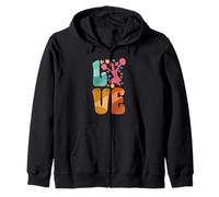Love Cheer Groovy Animadora Porrista Mujeres Niñas Adolescentes Sudadera con Capucha