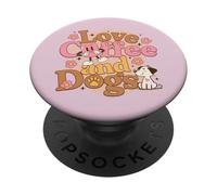 Love-Coffee and Dogs Me Encanta una Taza de café y Perros PopSockets PopGrip Adhesivo