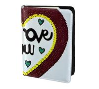 Love Confessions - Soporte para pasaporte de 5.5 pulgadas, piel auténtica, unisex, soporte plegable para pasaporte