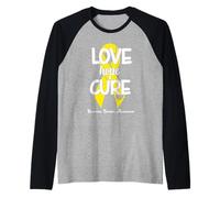 Love Cure Hope Yellow Ribbon Sarcoma Cancer Awareness Camiseta Manga Raglan