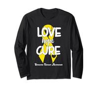 Love Cure Hope Yellow Ribbon Sarcoma Cancer Awareness Manga Larga