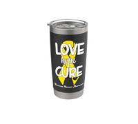 Love Cure Hope Yellow Ribbon Sarcoma Cancer Awareness Vaso térmico de acero inoxidable de doble pared