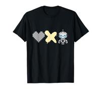 Love Death Robots - Corazón de píxeles amarillo, X y lindo robot Camiseta
