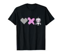 Love Death Robots - Corazón de píxeles rosa, X y lindo robot Camiseta