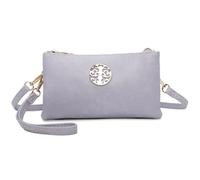 Love EMVY Rustic Tree Collection - Bolso bandolera de muñeca de 21,5 x 12 x 1 pulgadas, cremallera superior con 2 compartimentos, correa de muñeca desmontable y correa de hombro ajustable, Lila, 21.5