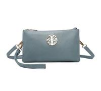 Love EMVY Rustic Tree Collection - Bolso bandolera de muñeca de 21,5 x 12 x 1 pulgadas, cremallera superior con 2 compartimentos, correa de muñeca desmontable y correa de hombro ajustable, Bluebell