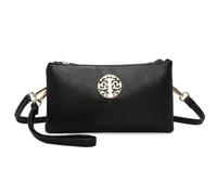 Love EMVY Rustic Tree Collection - Bolso bandolera de muñeca de 21,5 x 12 x 1 pulgadas, cremallera superior con 2 compartimentos, correa de muñeca desmontable y correa de hombro ajustable, Black, 21.5