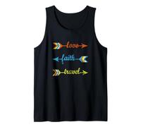 Love Faith Travel - Coloridas Flechas Inspiradoras Viaje Camiseta sin Mangas