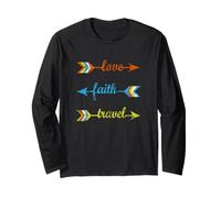 Love Faith Travel - Coloridas Flechas Inspiradoras Viaje Manga Larga