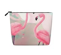 Love Flamingo - Bolsa de maquillaje estilo cáñamo - Bolsa organizadora de cosméticos impermeable para artículos de tocador de viaje y almacenamiento diario