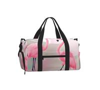 Love Flamingo - Bolsa deportiva de lona con compartimento para zapatos, ligera, para gimnasio, fin de semana, para hombres y mujeres, bolsa de viaje impermeable con bolsillo húmedo