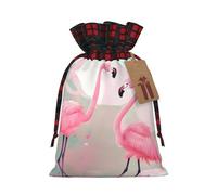 Love Flamingo - Bolsas de Navidad con cordón para aperitivos, bolsas reutilizables para regalos navideños, talla S