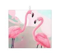 Love Flamingo - Tapete de secado de platos de cocina, tapete absorbente de encimera de cocina de 16 x 18 pulgadas, tapete decorativo duradero, lavable, reutilizable,