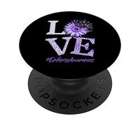 Love Flower Daisy Ribbon - Epilepsy Awareness Month Gift PopSockets PopGrip: Agarre intercambiable para Teléfonos y Tabletas