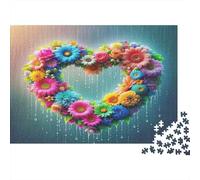 Love Flowers 1000Pc for Adults Gifts Heart of Colorful Flowers Educational Game Challenge Brainteasing Activity 38x26cm 1000pcs