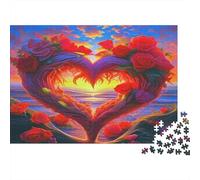Love Flowers Challenging Brainteasing Puzzle Heart of Red Roses in Forest for Adults Kids Age 12 Years Up 52x38cm 1000pcs