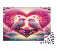 Love Flowers Challenging Brainteasing Puzzle Two Birds with Heart of Roses for Adults Kids Age 12 Years Up 52x38cm 1000pcs