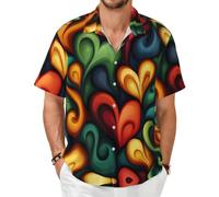 Love Flows Again - Camisa de manga corta con botones para el verano, Negro, 6X-Large-8X-Large