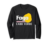 Love Fogo Cabo Verde con bandera de Cabo Verde Mapa Manga Larga