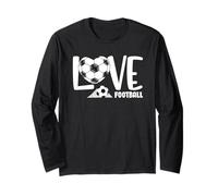 Love Football Heart Soccer Ball and Goal Sports Kids Adults Manga Larga