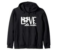 Love Football Heart Soccer Ball and Goal Sports Kids Adults Sudadera con Capucha