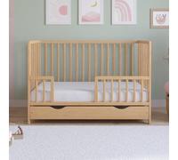 Love For Sleep Asher Cuna para Bebé 120x60 cm con Colchón de Espuma de Microfibra Acolchada - Cama Infantil de Madera Convertible en Cama para Niño con Cajón Grande y Barandilla Pino Natural