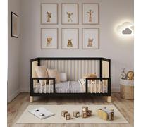 Love For Sleep Cuna Bebé 70x140 cm Convertible en Cama Junior - Cuna Evolutiva Infantil de Madera Antracita/Pino con Barandilla de Seguridad