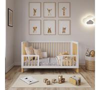 Love For Sleep Cuna Bebé 70x140 cm Convertible en Cama Junior - Cuna Evolutiva Infantil de Madera Blanca/Pino con Barandilla de Seguridad
